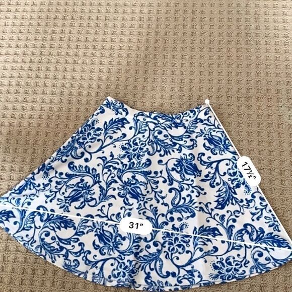 Misguided Blue White Flare Mini Skater Skirt Sz 4 - Picture 3 of 8